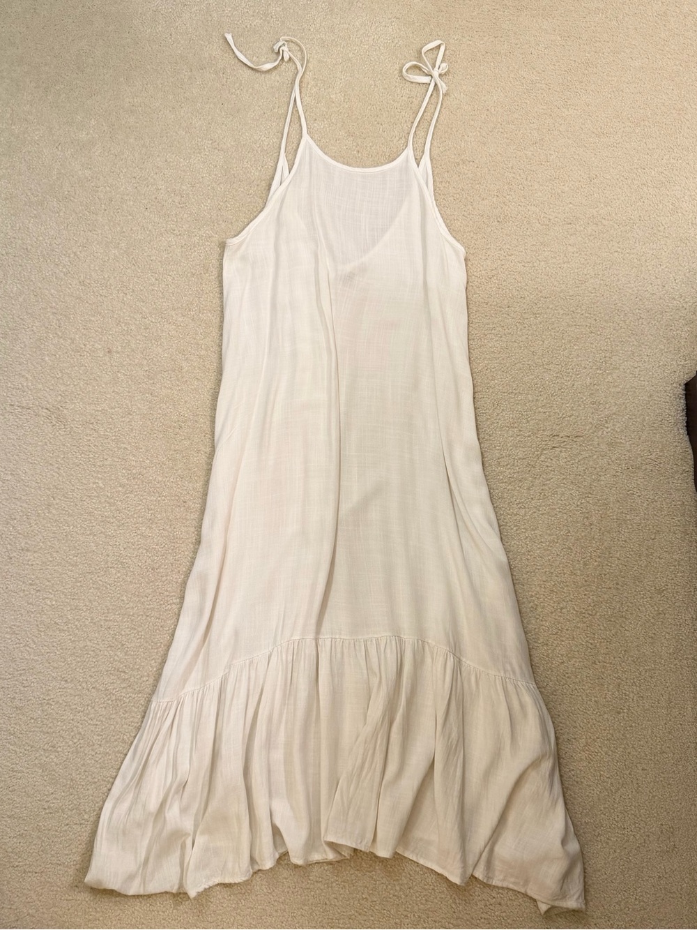 Cream low back linen beach cover up maxi dress - one size